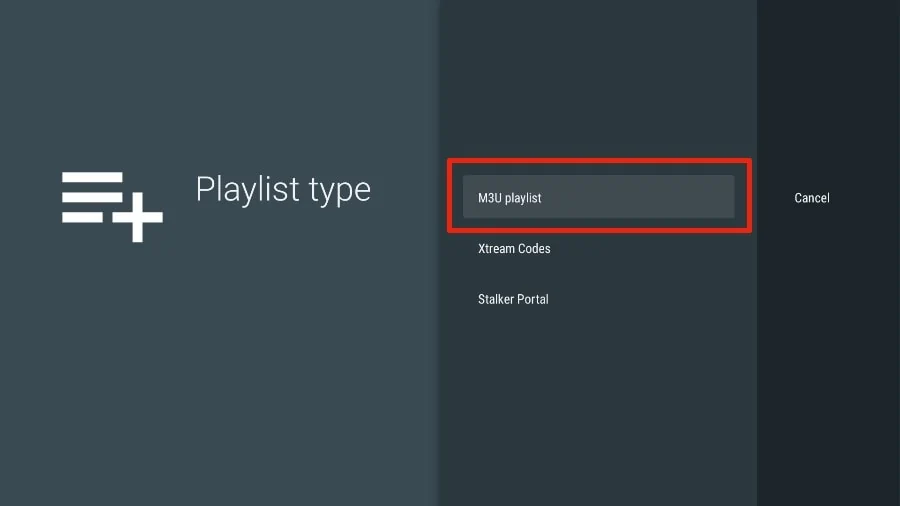 select m3u playlist 1
